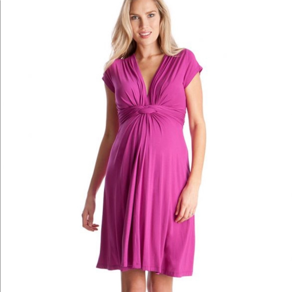 Seraphine Pink Fuschia Knot Maternity Dress